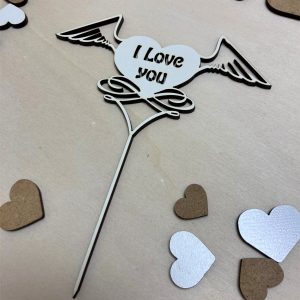 Cake topper I Love You con alas